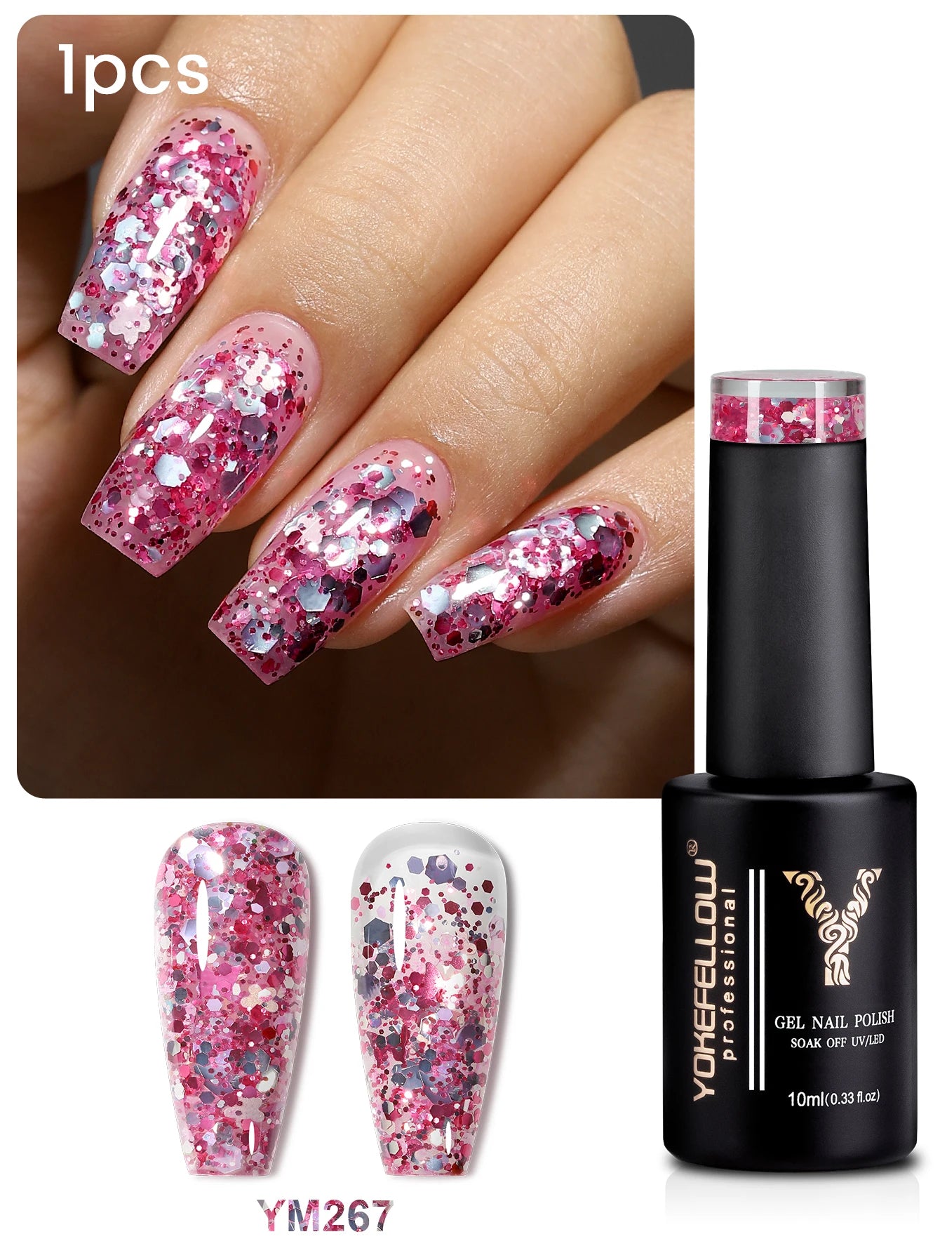 2024 New YOKEFELLOW 10ML Reflective Glitter Gel Nail Polish Soak Off UV Gel Varnish Colorful Nail Gel Polish For Manicure
