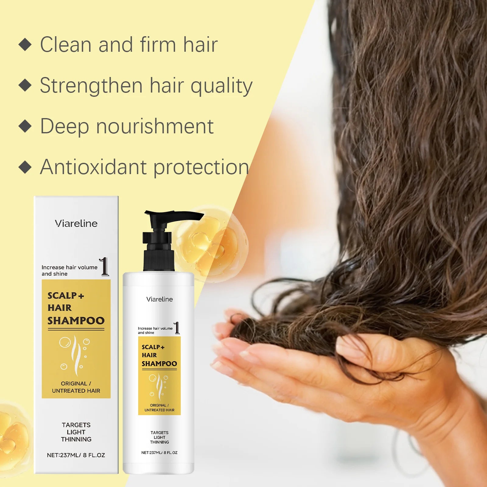 237ML Amino Acid Hair Shampoo Gentle Cleaning Dirts Nourishing Increase Hair Volume & Shine Strengthening Smoothing Hair Shampoo