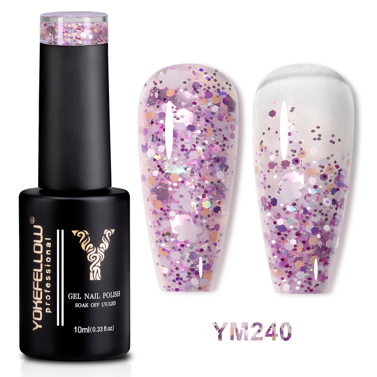 2024 New YOKEFELLOW 10ML Reflective Glitter Gel Nail Polish Soak Off UV Gel Varnish Colorful Nail Gel Polish For Manicure