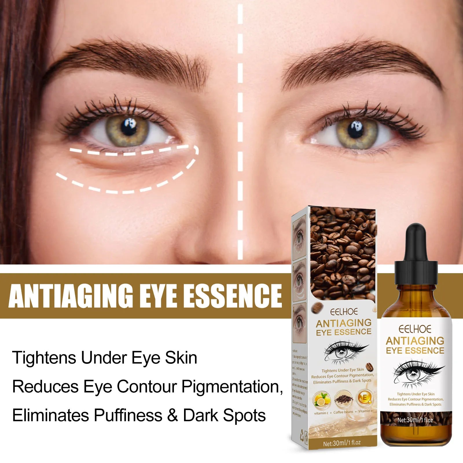Eelhoe Anti-aging Eye Serum Removes Eye Bags Reduces Pores and Fine Lines Lighens Wrinkles and Dark Circles Eye Care Essence
