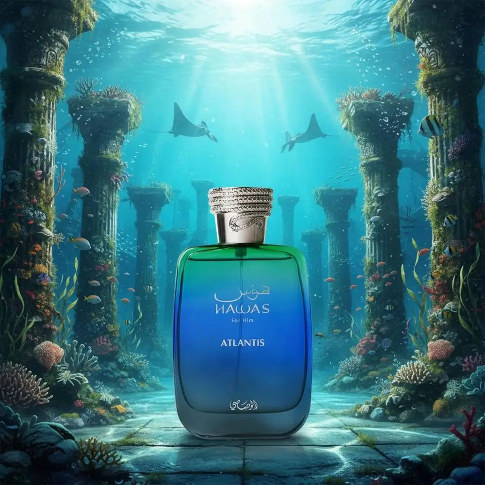 Hawas Atlantis For Him Eau De Parfum 100ml Rasasi Aquatic Woody Men Fragrance Spray