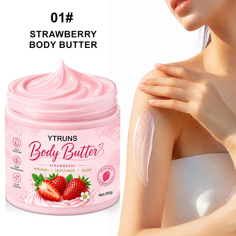 Strawberry Cake Body Cream, Shea Butter Moisturizer for Dry Skin, Winter Hydration Care, Smooth Body Lotion with Sweet Scent