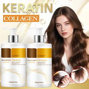 GSWP Collagen Keratin Shampoo and Conditioner Set, large size, contains Moroccan argan oil for deep moisturizing.250g+250g
