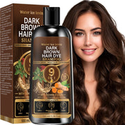9 In 1 Natural Dark Brown Hair Dye Shampoo With Ginseng Ginger Gentle Coloring Shampoo Long Lasting Chestnut Hair Color 100ml