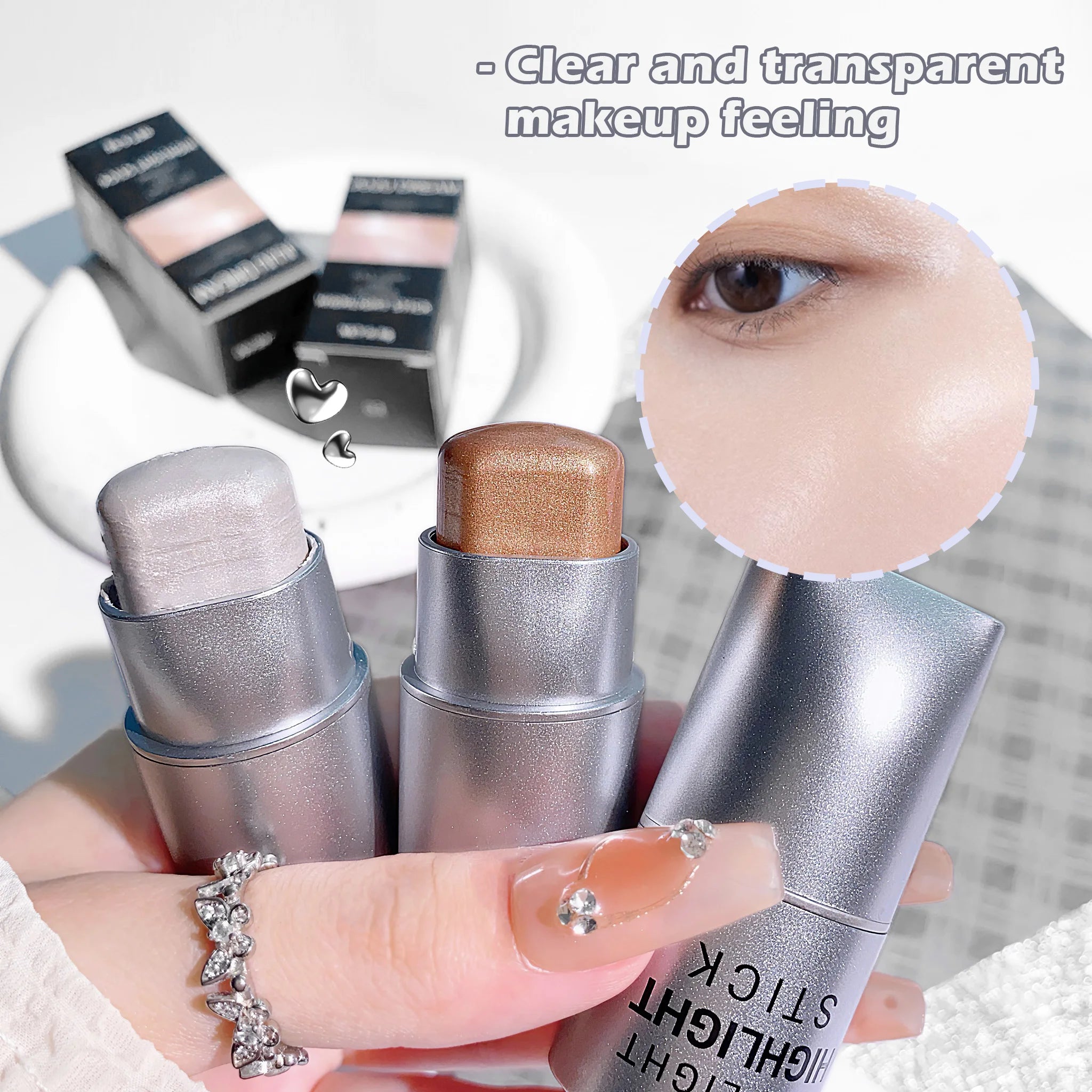 Clear Highlighter Stick Makeup Glitter Highlighter Contour Shimmer Bronzer Shading Natural Stereoscopic Face Body Llluminator