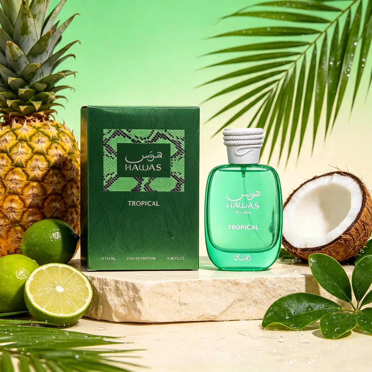 Rasasi Hawas Tropical Eau de Parfum Spray for Men – Exotic Tropical Fruity, Fresh Aquatic & Woody Scent, Long-Lasting Masculine Fragrance, Perfect Gift, 3.4 fl oz / 100 ml