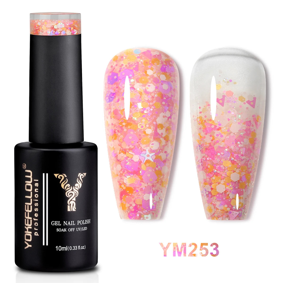 2024 New YOKEFELLOW 10ML Reflective Glitter Gel Nail Polish Soak Off UV Gel Varnish Colorful Nail Gel Polish For Manicure