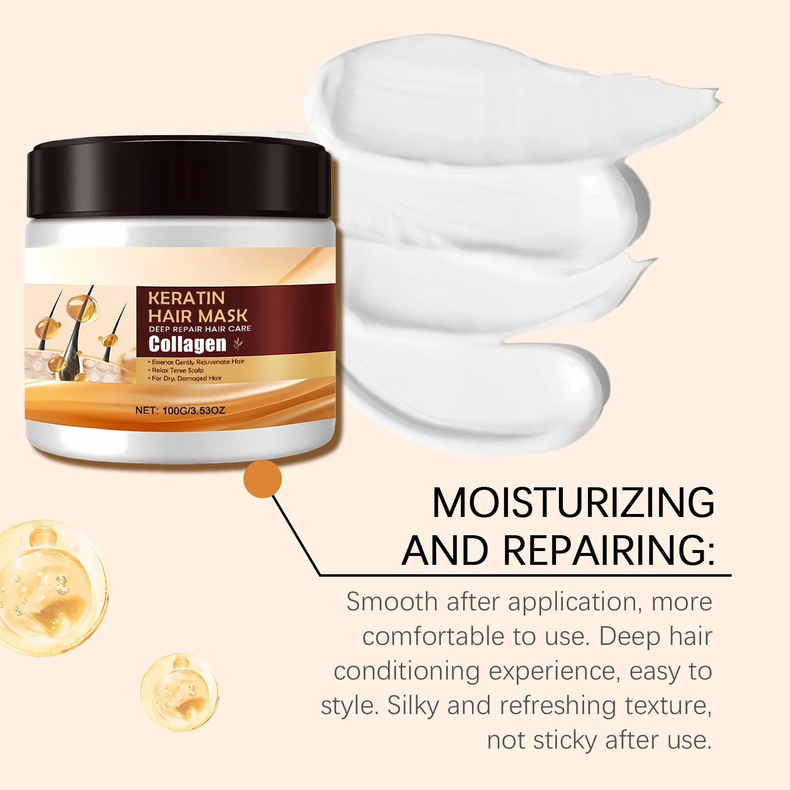 100G Keratin Hair Mask Deep Moisturizing Repairing Damaged Hair Enhance Gloss Nourishing Scalp Smoothing Improve Frizzness Softening Hair Care Mask