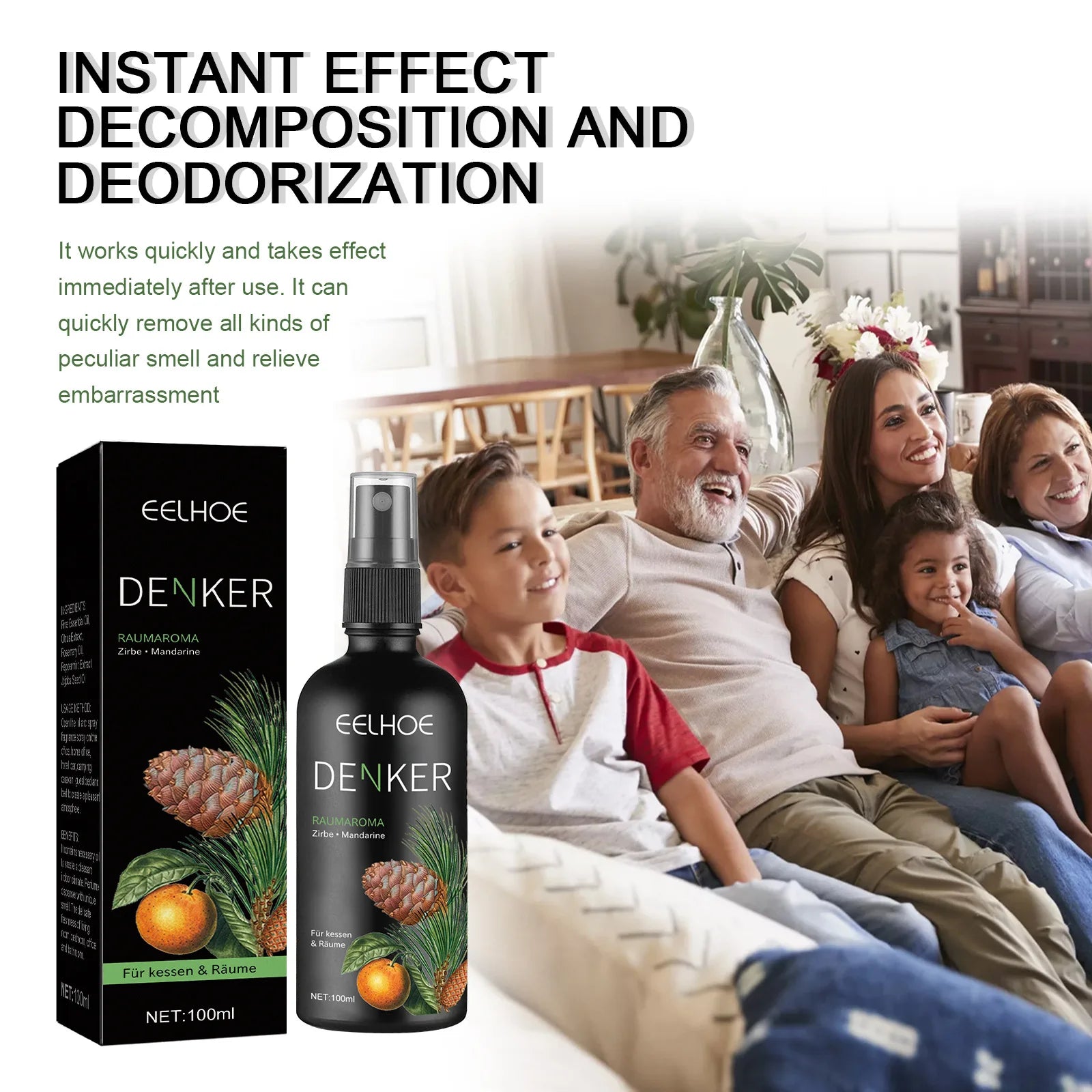 Eelhoe 100ml Air Freshener Mist Aromatherapy Home Fragrance Remove Odor Long Lasting Scent Indoor Bedroom Air Refreshing Spray