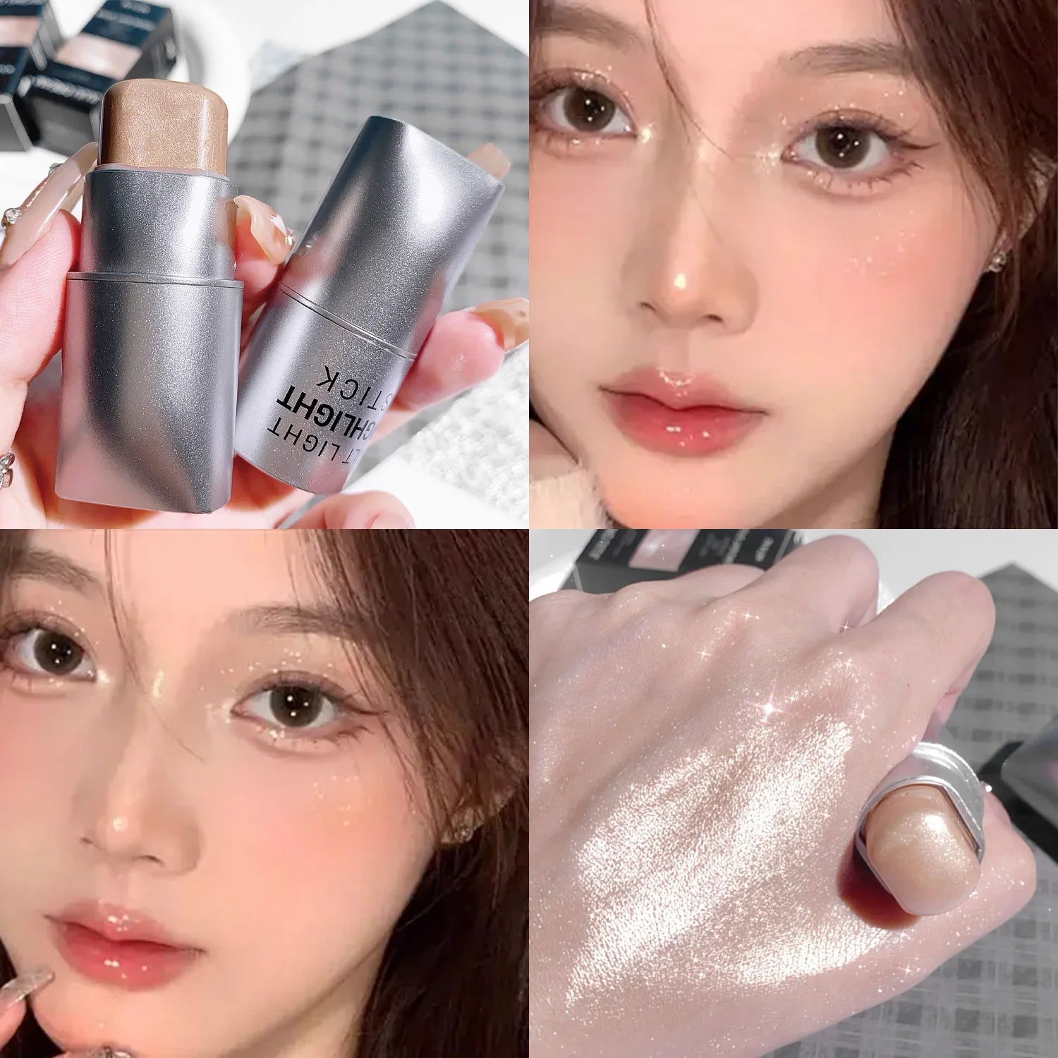 Clear Highlighter Stick Makeup Glitter Highlighter Contour Shimmer Bronzer Shading Natural Stereoscopic Face Body Llluminator