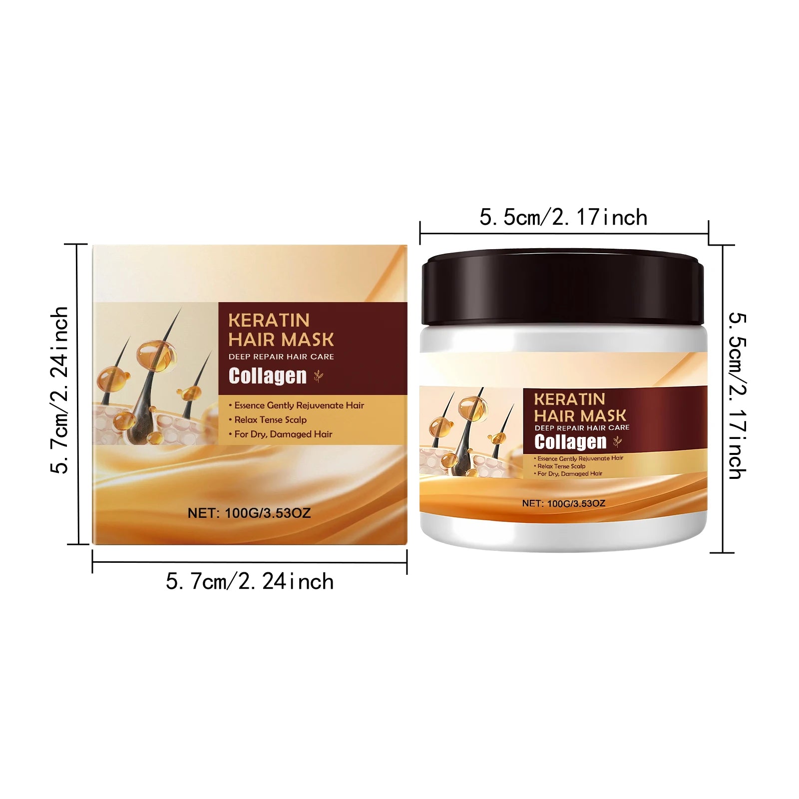 100G Keratin Hair Mask Deep Moisturizing Repairing Damaged Hair Enhance Gloss Nourishing Scalp Smoothing Improve Frizzness Softening Hair Care Mask