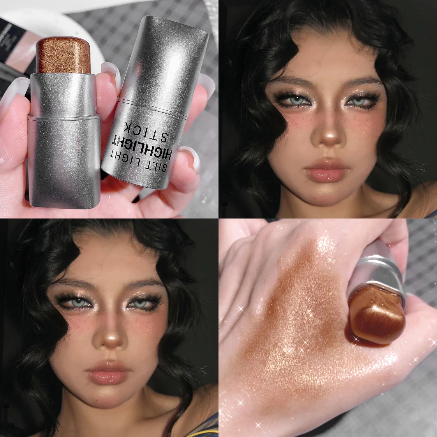 Clear Highlighter Stick Makeup Glitter Highlighter Contour Shimmer Bronzer Shading Natural Stereoscopic Face Body Llluminator
