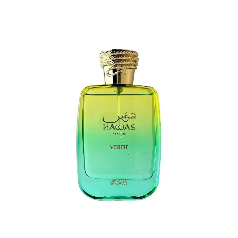 Rasasi Hawas Verde For Him Eau De Parfum 100ml 3.38oz, Fresh Citrus Aromatic Men Perfume, Long Lasting Arabian Fragrance For Daily Office Summer Wear