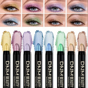 8-Piece Metallic Eyeshadow Stick Set -Champagne Glitter & HighlighterWaterproof Long-Lasting Eye Makeup In Brown, Coral, Blue, G