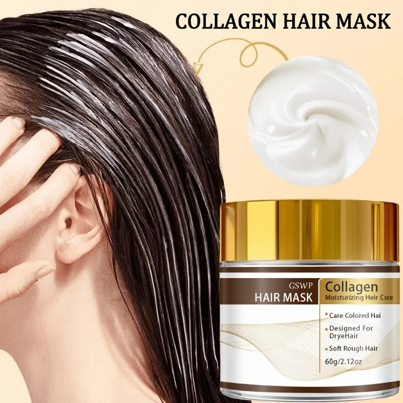 GSWP Collagen Moroccan Hair Mask, Deeply Moisturizing, Suitable for Immediate Improvement of Dry, Curly, Broken Hair. 60/120g