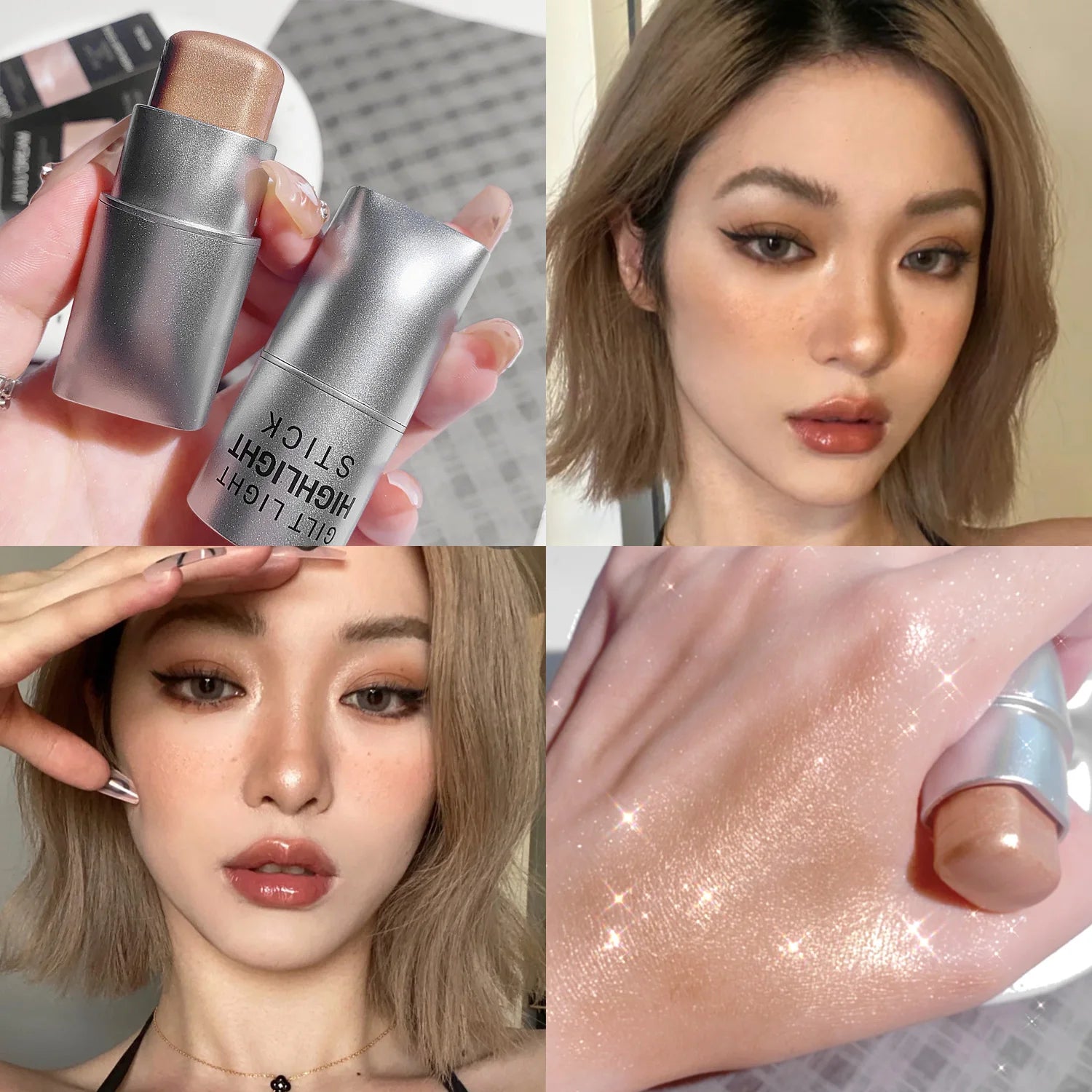 Clear Highlighter Stick Makeup Glitter Highlighter Contour Shimmer Bronzer Shading Natural Stereoscopic Face Body Llluminator