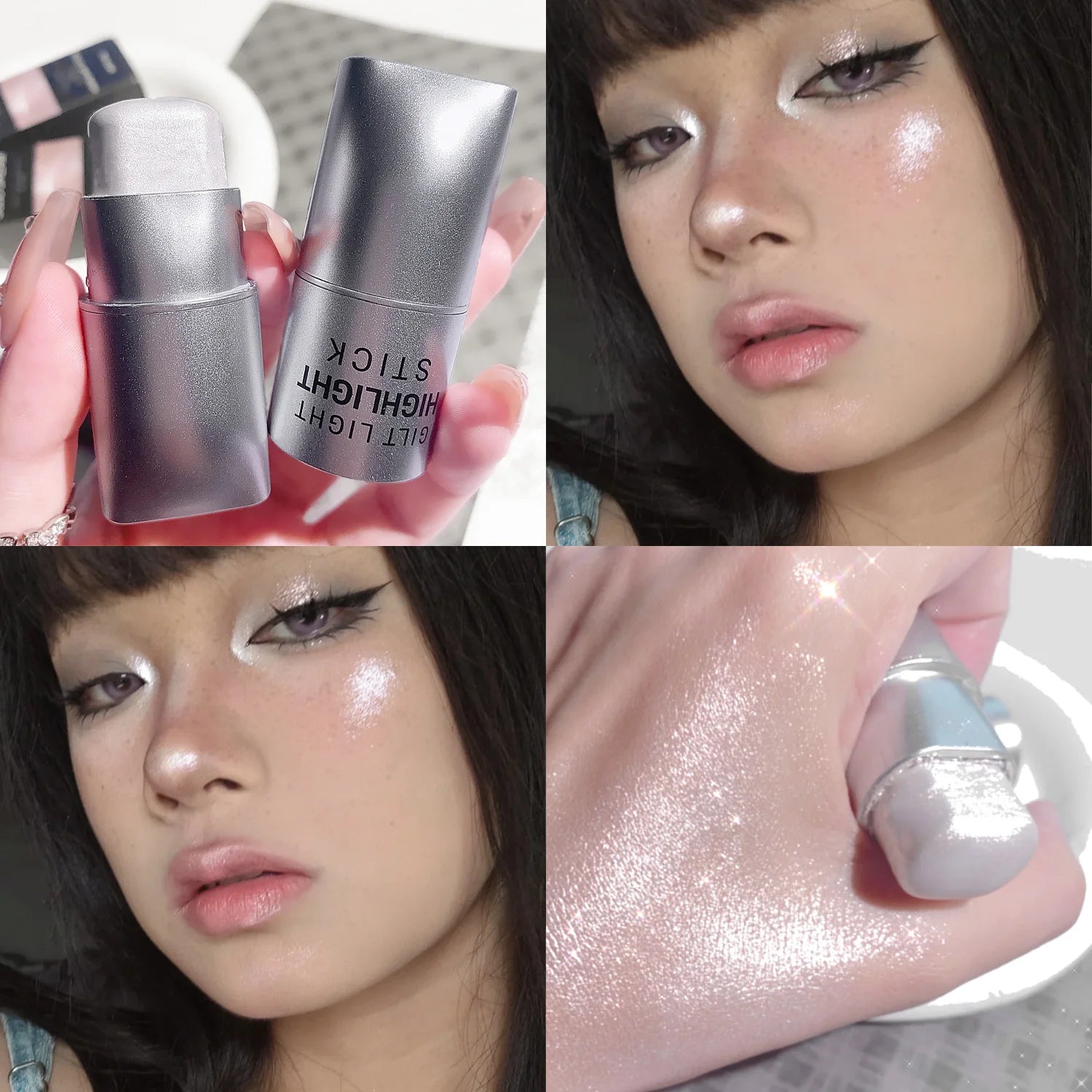 Clear Highlighter Stick Makeup Glitter Highlighter Contour Shimmer Bronzer Shading Natural Stereoscopic Face Body Llluminator