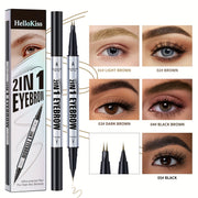 Luxury 2-in-1 Brow Pen with Micro Fork Tip & Precision Brush Waterproof Eyebrow Pencil for Natural Hair Strokes