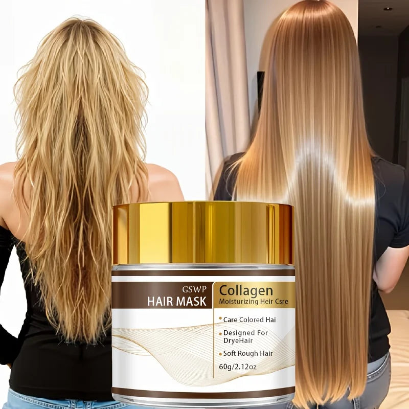 GSWP Collagen Moroccan Hair Mask, Deeply Moisturizing, Suitable for Immediate Improvement of Dry, Curly, Broken Hair. 60/120g