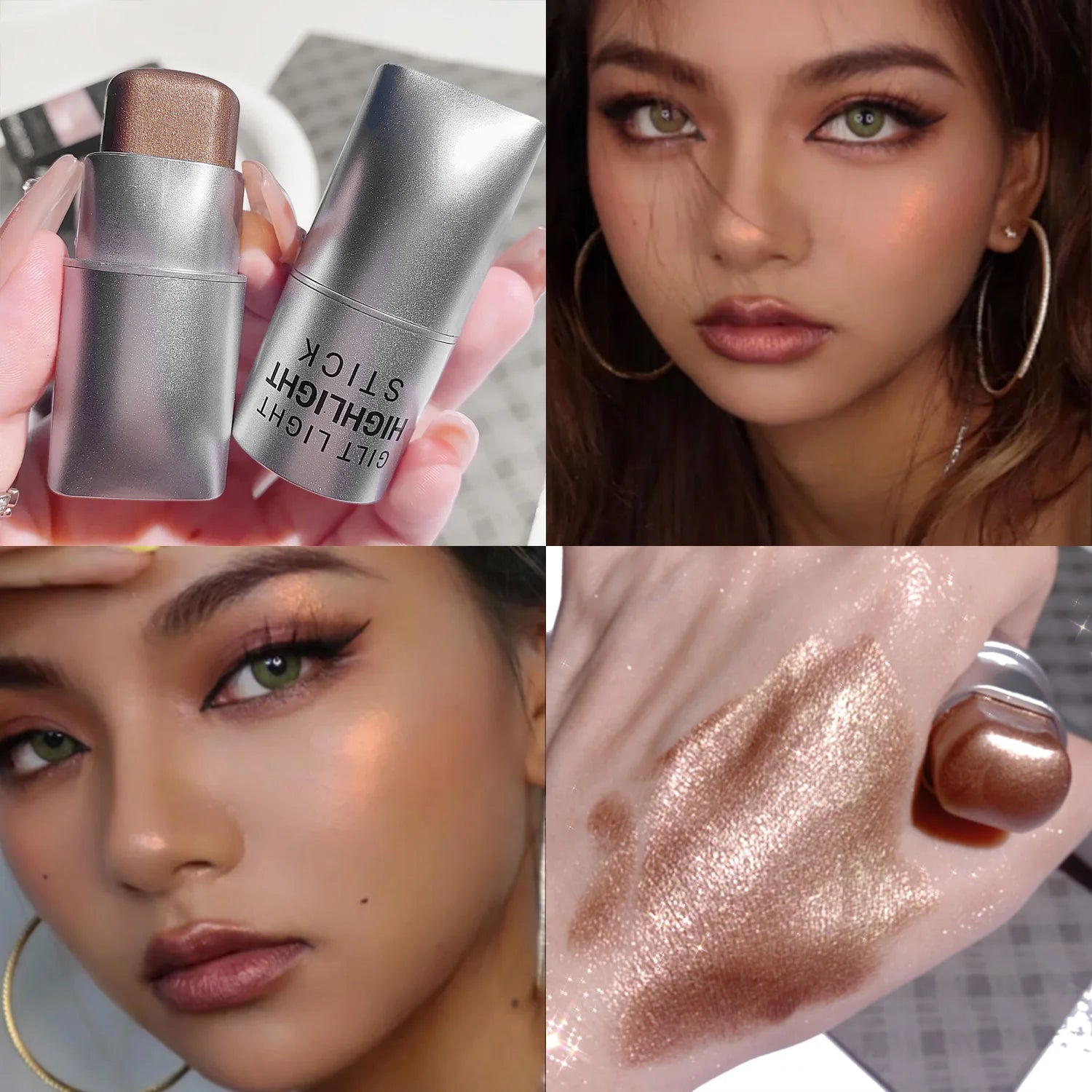 Clear Highlighter Stick Makeup Glitter Highlighter Contour Shimmer Bronzer Shading Natural Stereoscopic Face Body Llluminator