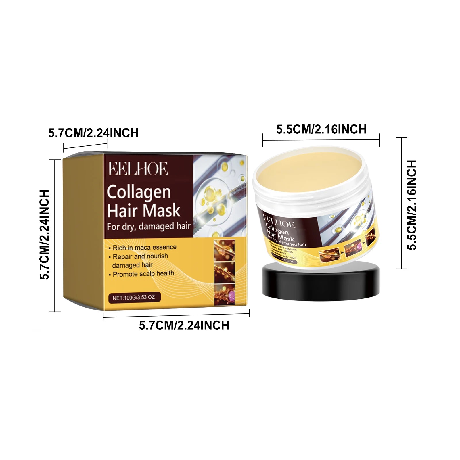 EELHOE Collagen Hair Mask Reduce Dryness Nourishing Repair Damaged Hair Restore Hair Shine Anti-frizzing Smooth Hair Care Mask