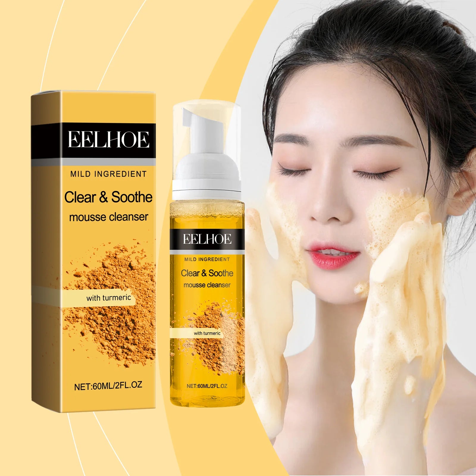 EELHOE Clear Soothe Mousse Cleanser Deep Cleaning Pores Moisturizing Brightening Soothing Rejuvenation Foam Face Wash Care