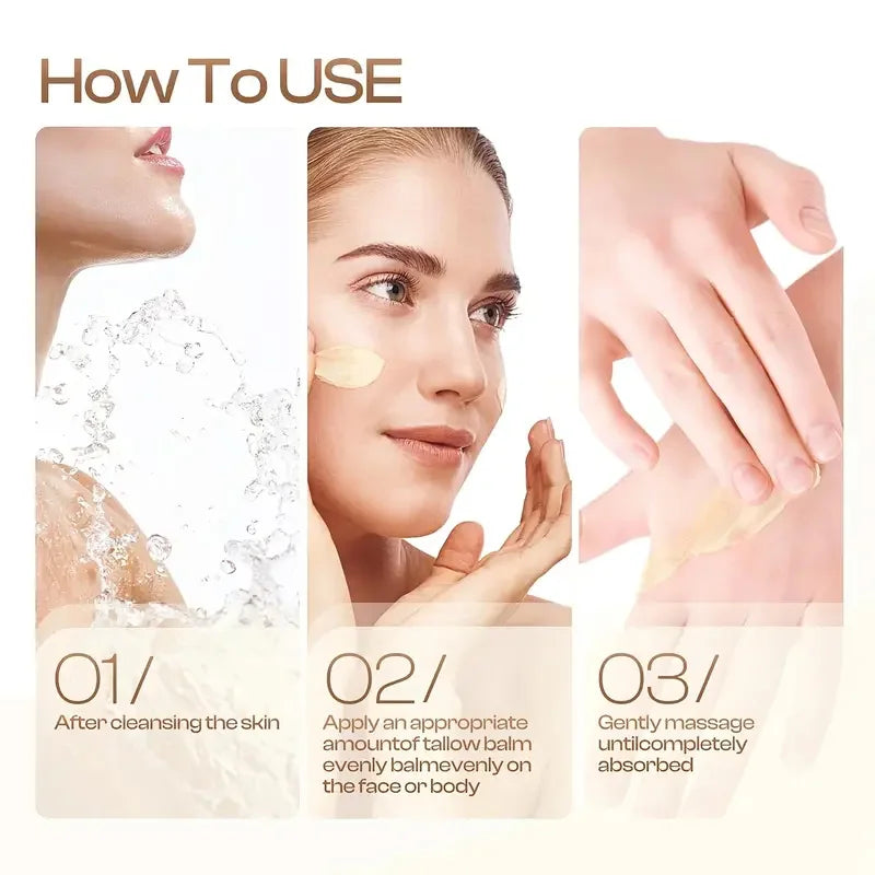 60g Beef Fat Cream Deep Moisturizing Brightening Wrinkle Removal Grass-Fed Butter Wild Honey Facial Body Lotion Skin Care Rich in Vitamins