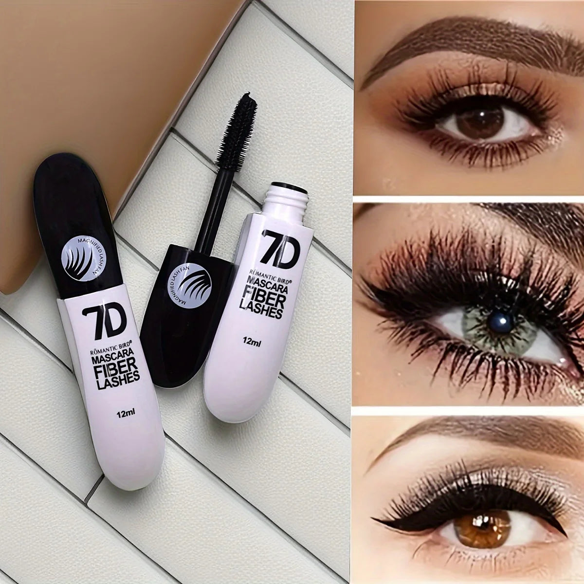 1/2/3PCS 7D Fiber Mascara Set Waterproof Durable Curling Mascara Sweatproof Anti-smudge Slimming Base Mascara for all skin types