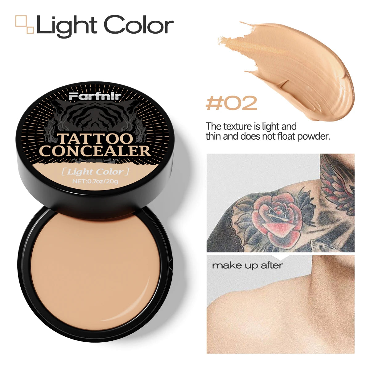 Tattoo concealer cream, waterproof and sweatproof, natural and skin-friendly, available in two colors for you to choose from.