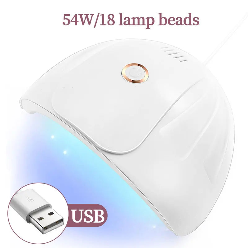 CNHIDS 54W 18 LED Drying Lamp Manicure UV Nail Dryer Curing Gel Nail Polish With USB Smart Timer Sun Light Nail Art Tools
