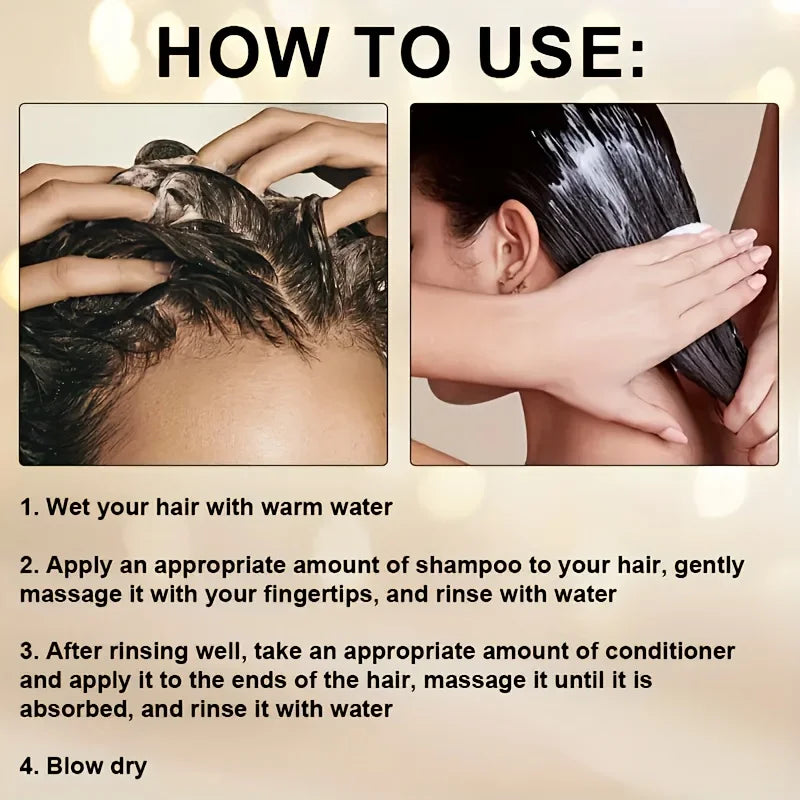 GSWP Collagen Keratin Shampoo and Conditioner Set, large size, contains Moroccan argan oil for deep moisturizing.250g+250g