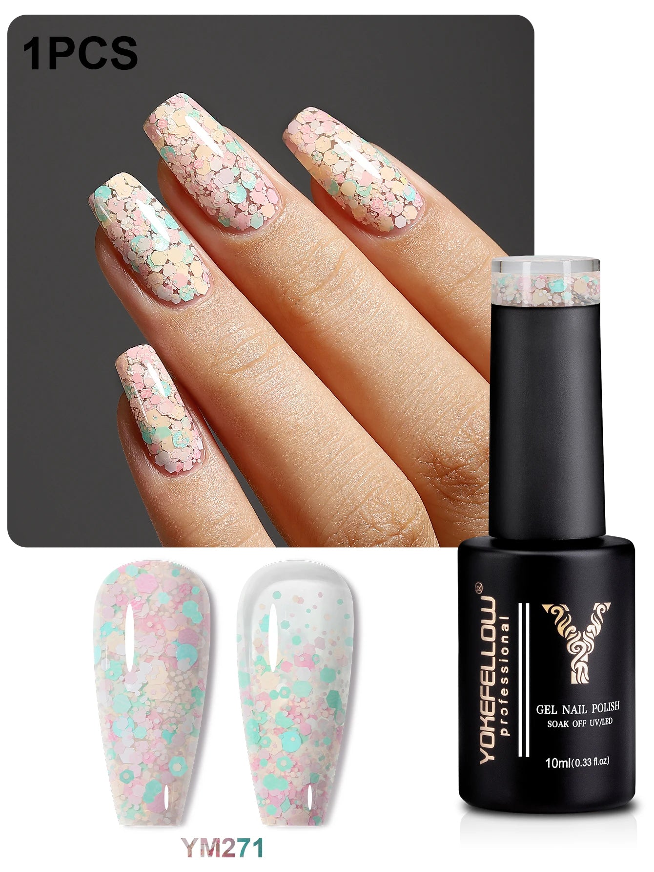 2024 New YOKEFELLOW 10ML Reflective Glitter Gel Nail Polish Soak Off UV Gel Varnish Colorful Nail Gel Polish For Manicure