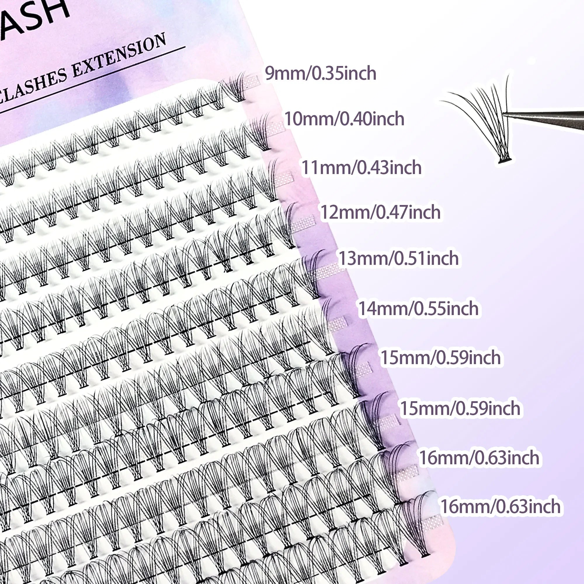 200 clusters of slim DIY eyelashes - C/D curl, 8-16mm single eyelashes, fluffy and natural, suitable for beginners