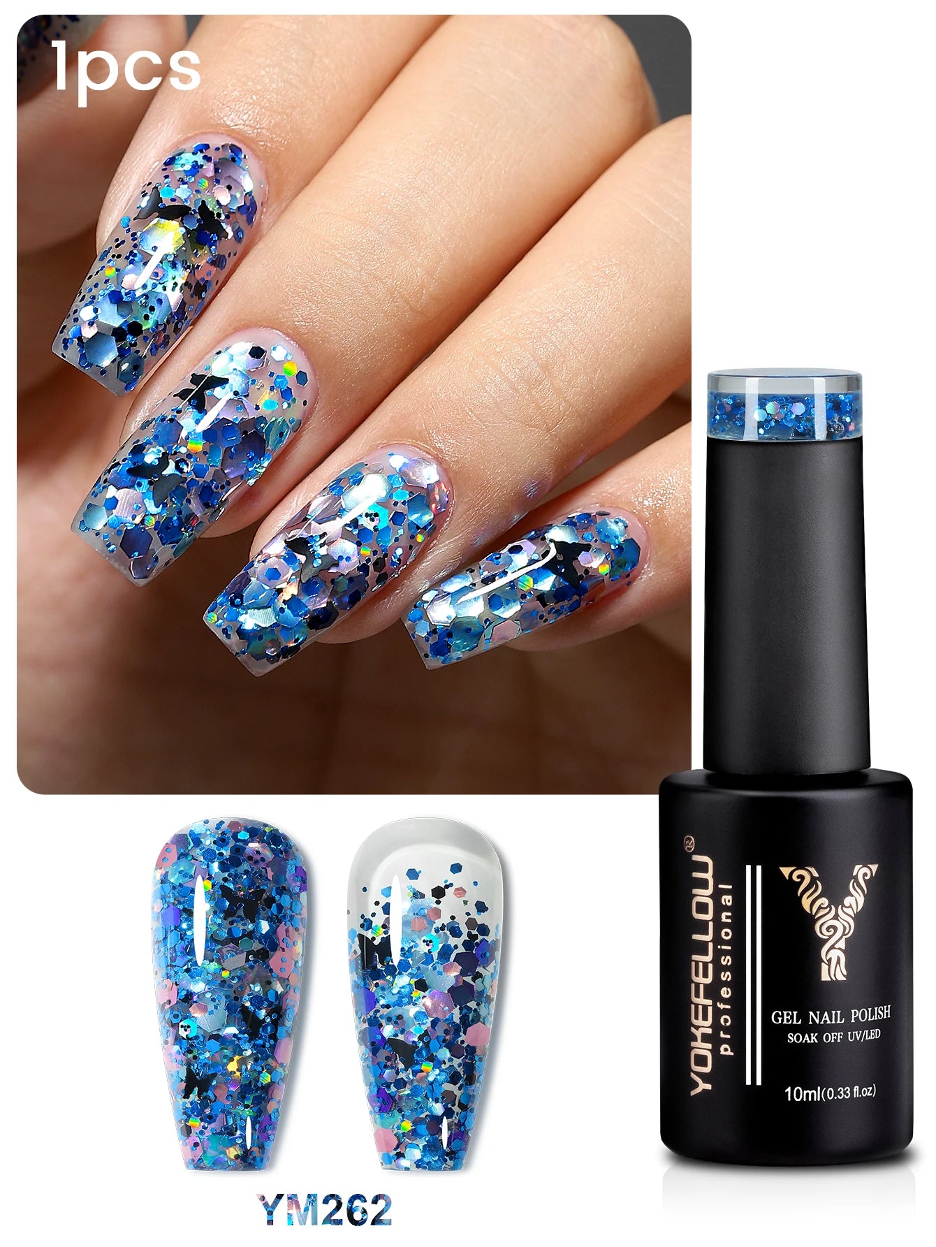 2024 New YOKEFELLOW 10ML Reflective Glitter Gel Nail Polish Soak Off UV Gel Varnish Colorful Nail Gel Polish For Manicure