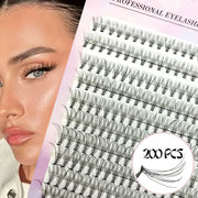200 clusters of slim DIY eyelashes - C/D curl, 8-16mm single eyelashes, fluffy and natural, suitable for beginners