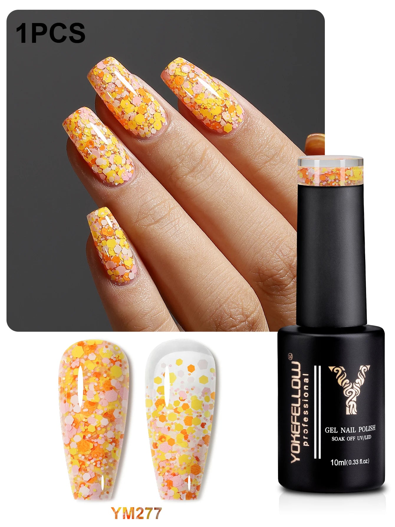 2024 New YOKEFELLOW 10ML Reflective Glitter Gel Nail Polish Soak Off UV Gel Varnish Colorful Nail Gel Polish For Manicure