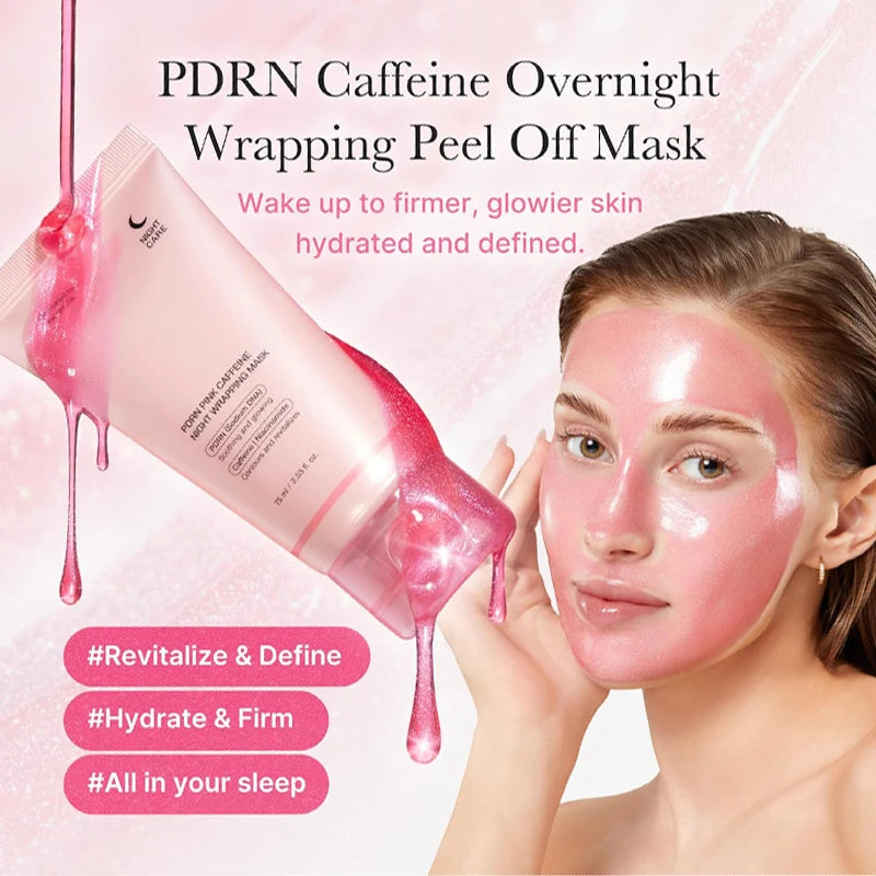 75ML PDRN Wrapping Face Mask Overnight Caffeine Collagen Peel Off Facial Mask Firming Hydration Glass Skin Korean Skin Care