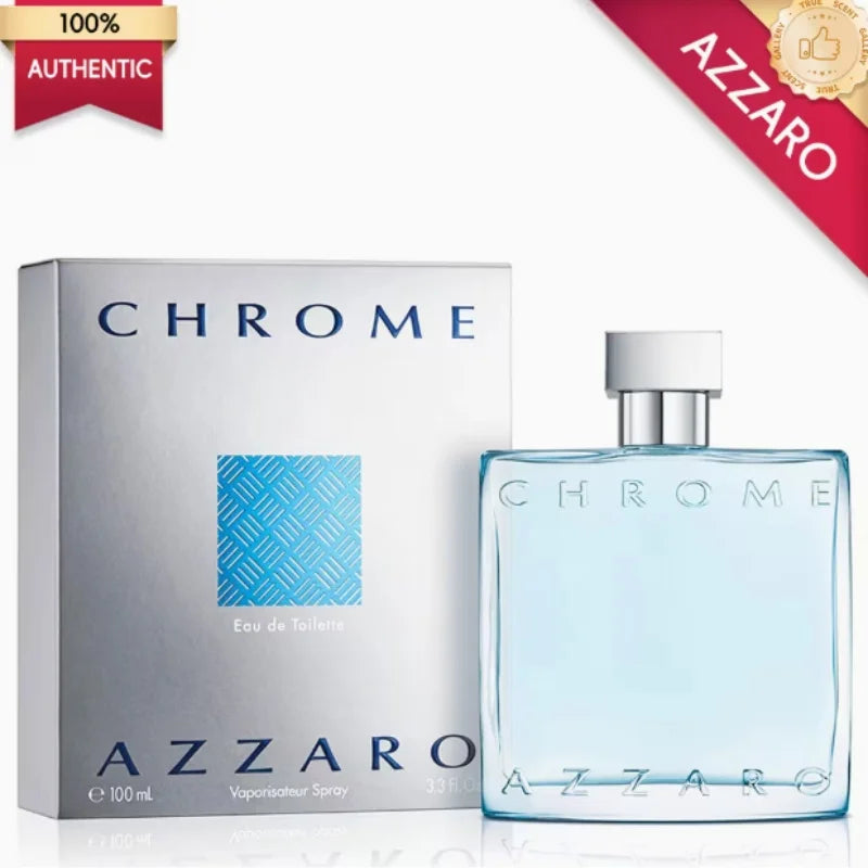 Azzaro Chrome Eau de Toilette Spray for Men, 3.4 oz / 100 mL, Iconic Metallic Aquatic & Citrus Scent, Ultimate Clean & Fresh Cologne
