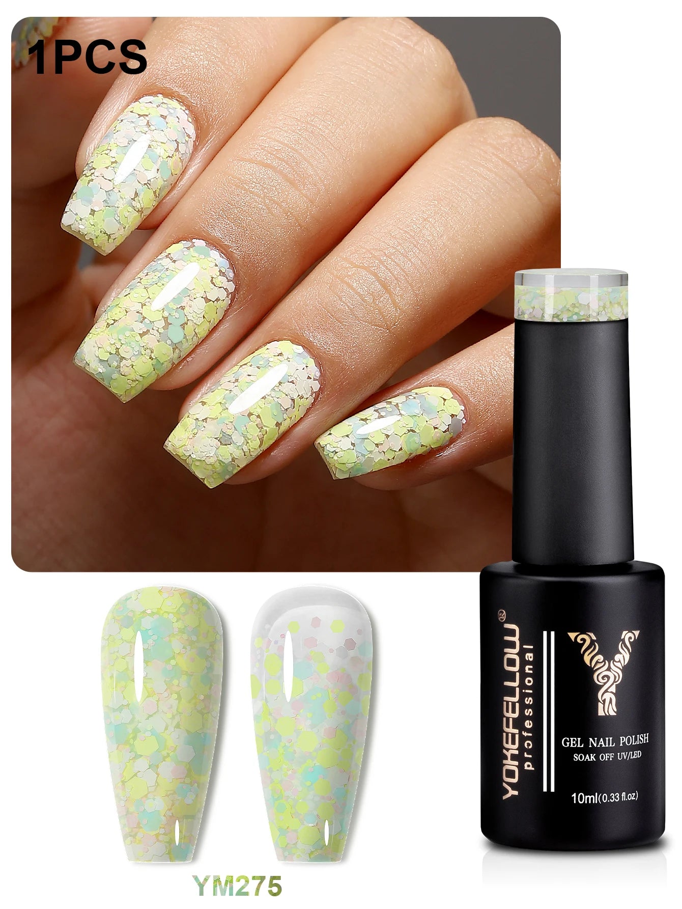 2024 New YOKEFELLOW 10ML Reflective Glitter Gel Nail Polish Soak Off UV Gel Varnish Colorful Nail Gel Polish For Manicure