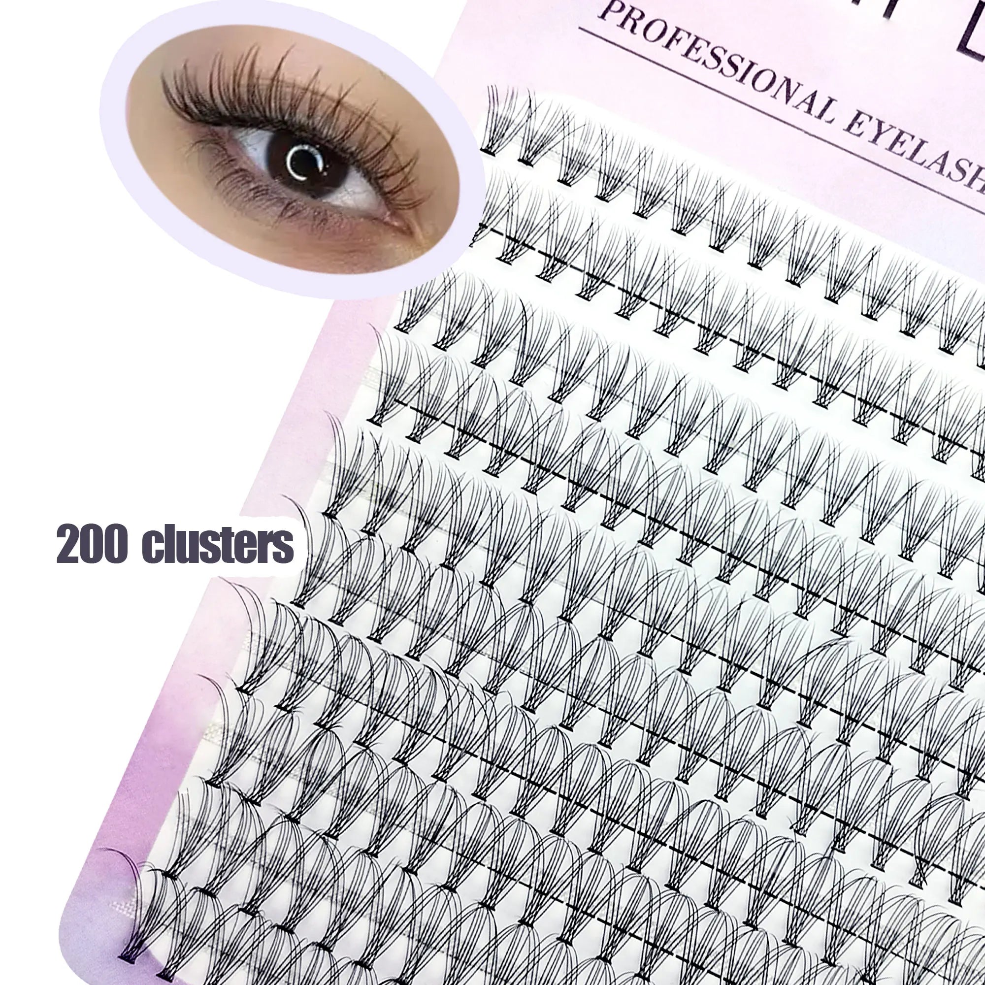 200 clusters of slim DIY eyelashes - C/D curl, 8-16mm single eyelashes, fluffy and natural, suitable for beginners