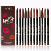 12pcs Lip Liner Pen 12 Colors Professional Lip Liner Pencil and Matte Lip Non-stick Cup Nude Lipstick Pencil SET