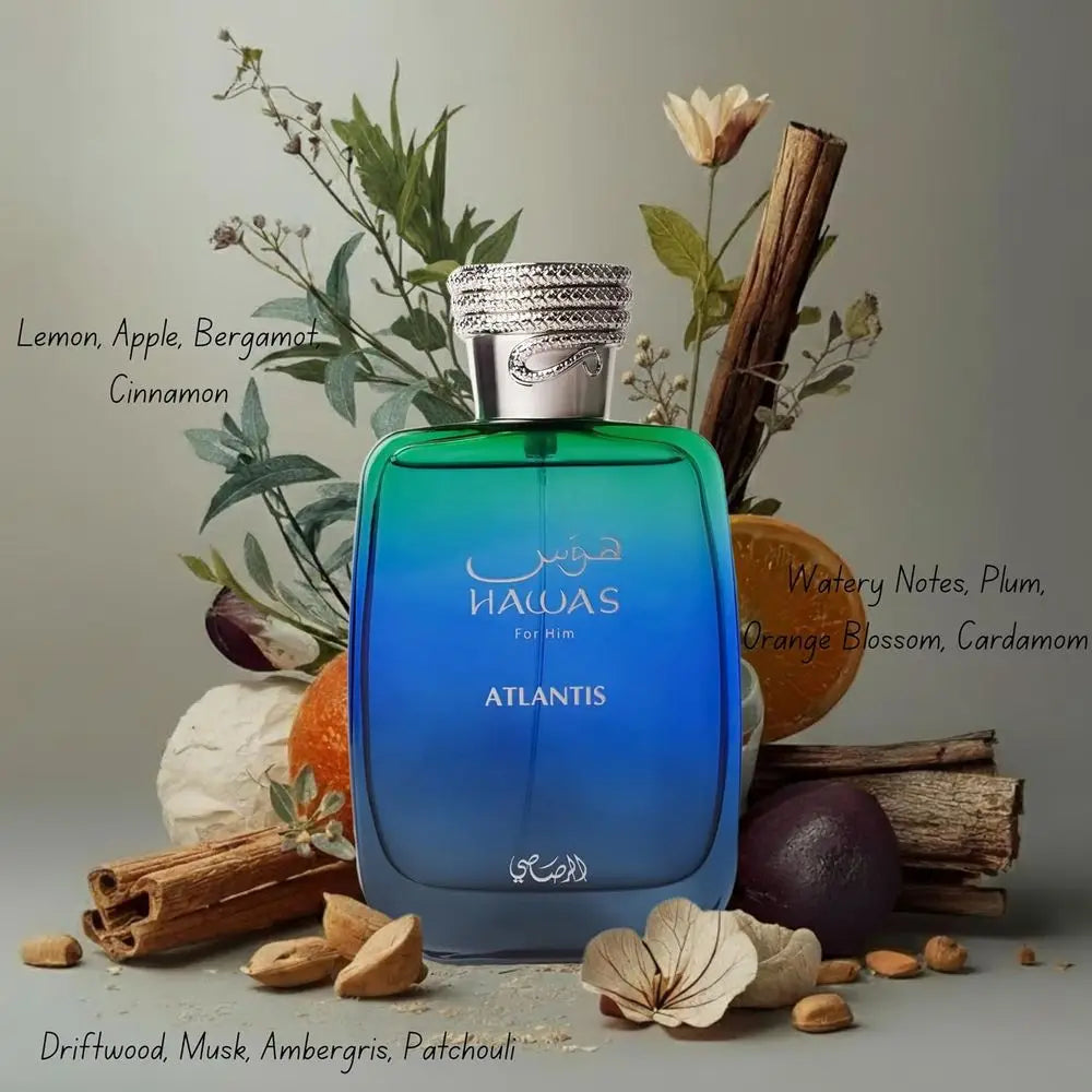 Hawas Atlantis For Him Eau De Parfum 100ml Rasasi Aquatic Woody Men Fragrance Spray