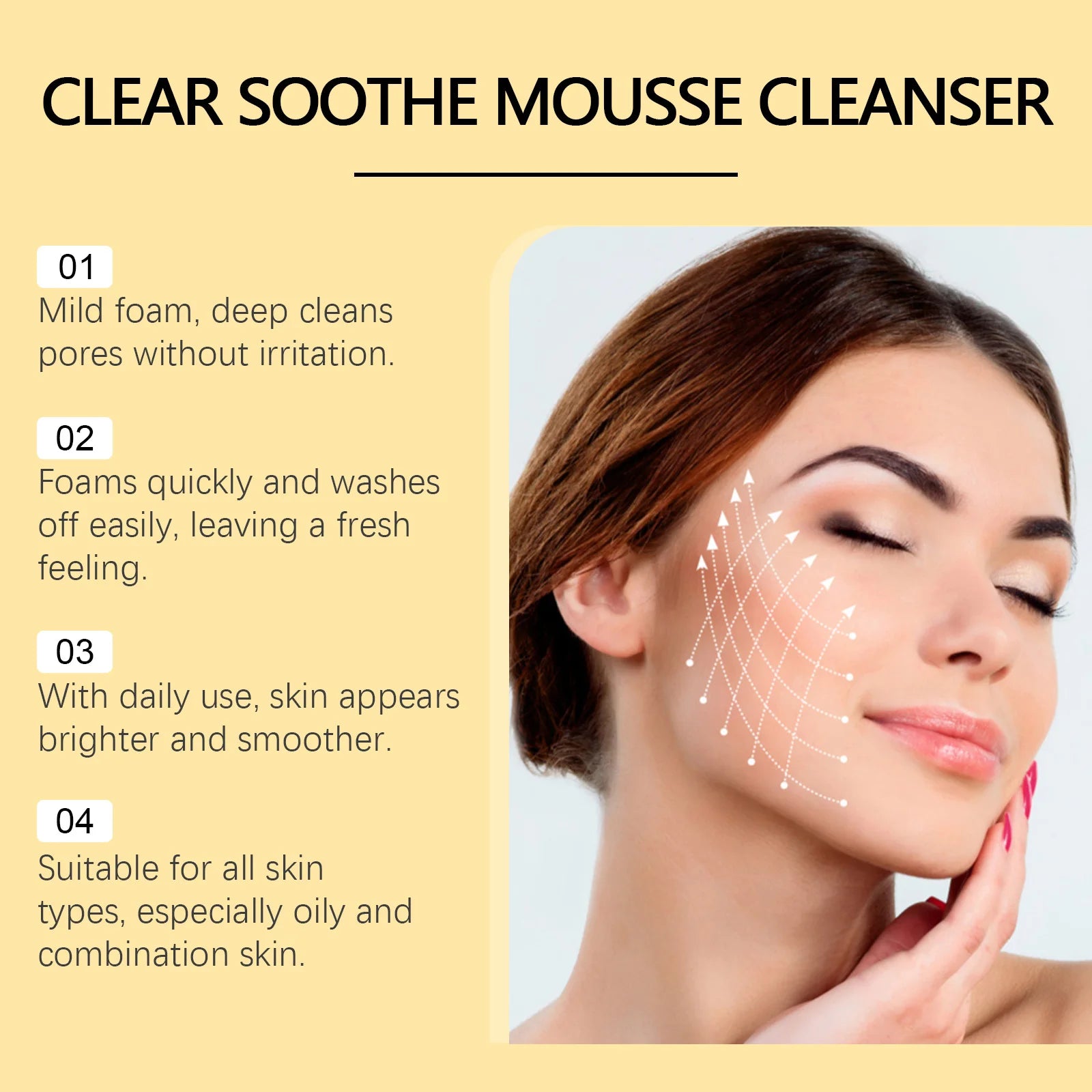 EELHOE Clear Soothe Mousse Cleanser Deep Cleaning Pores Moisturizing Brightening Soothing Rejuvenation Foam Face Wash Care