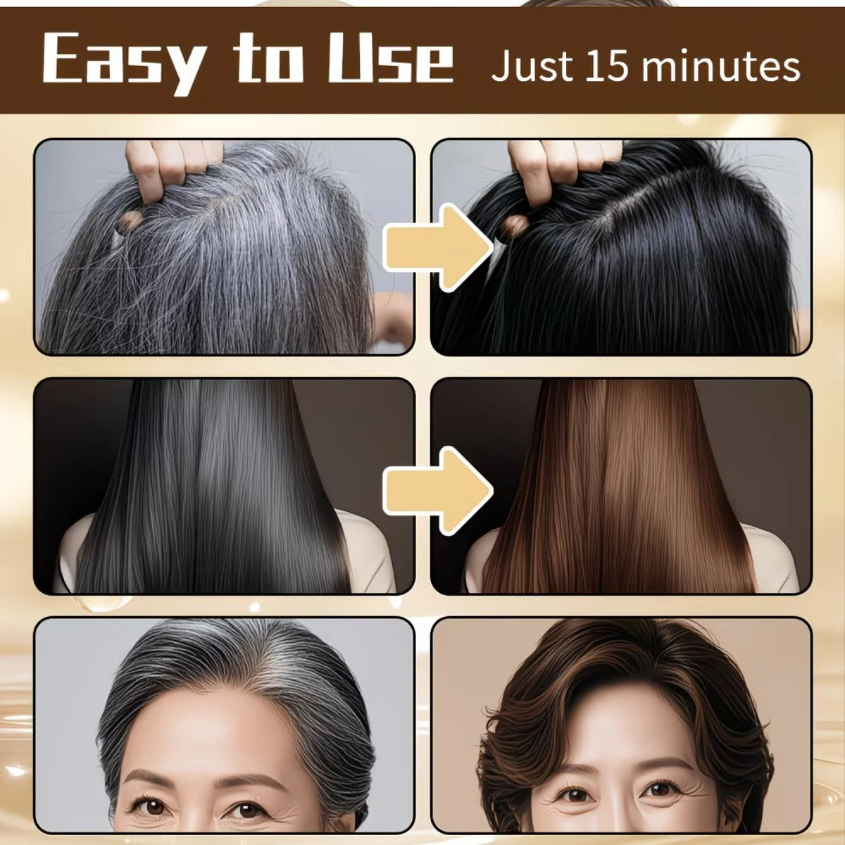 9 In 1 Natural Dark Brown Hair Dye Shampoo With Ginseng Ginger Gentle Coloring Shampoo Long Lasting Chestnut Hair Color 100ml