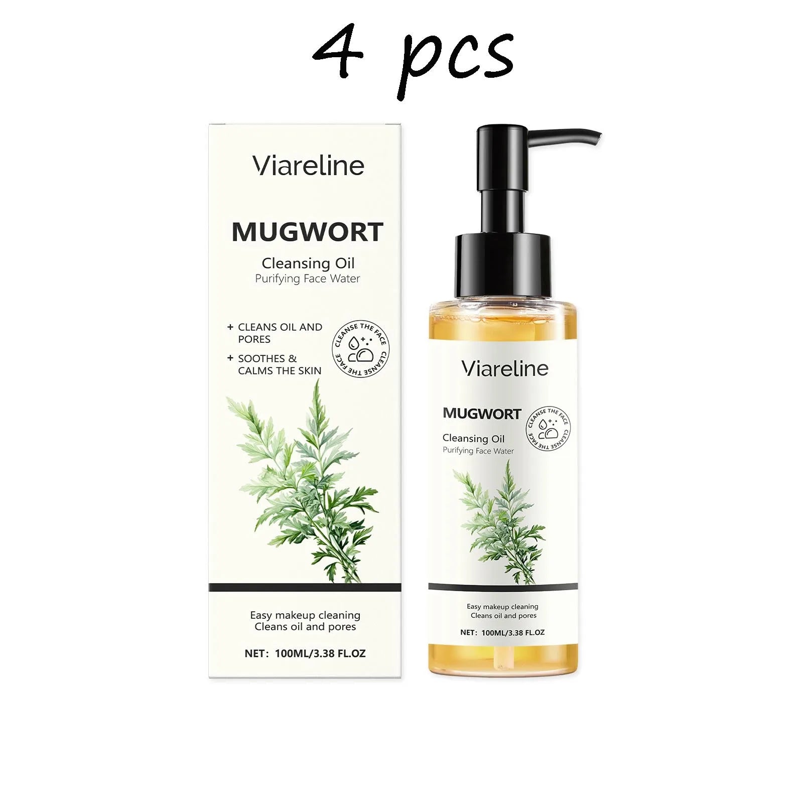 Viareline Mugwort Makeup Remove Face Cleaning Oil Non-irrtating Moisturizing Non-greasy Not Tight Glowing Soothing Face Cleaner