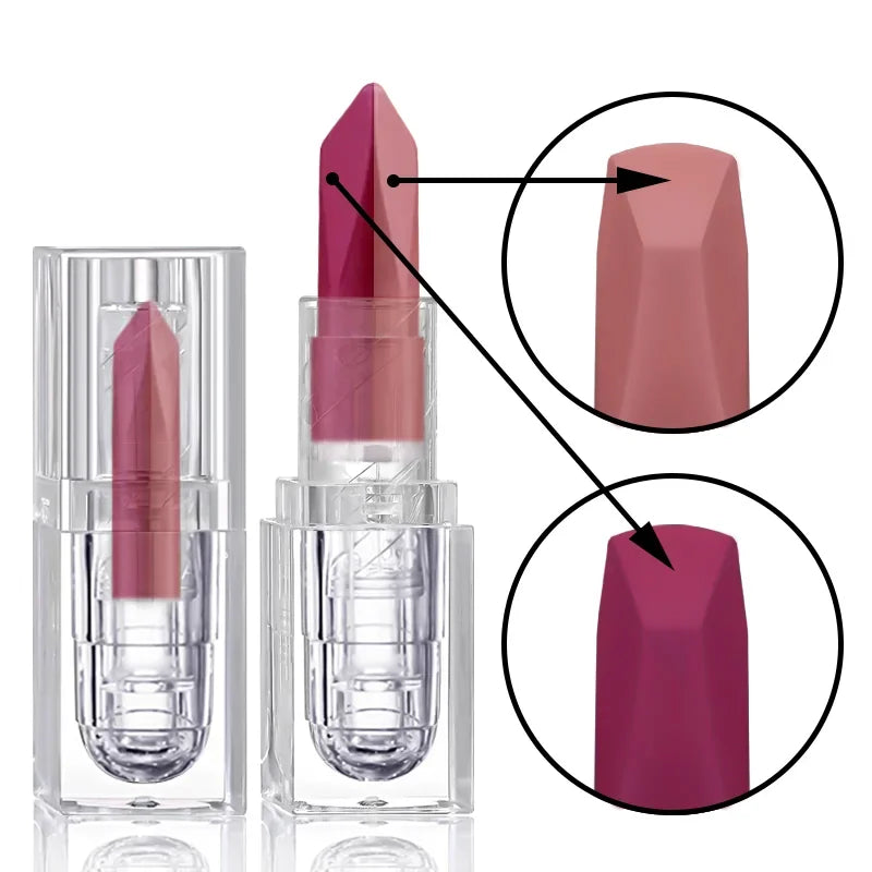 Color-Changing Dual-Tone Lipstick, Temperature-Sensitive Rose & Purple, Moisturizing, Long-Lasting, Waterproof, Unisex,Skin-Safe