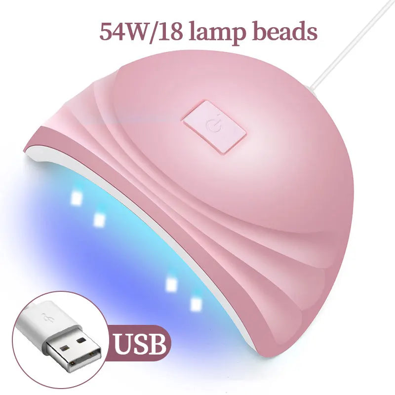 CNHIDS 54W 18 LED Drying Lamp Manicure UV Nail Dryer Curing Gel Nail Polish With USB Smart Timer Sun Light Nail Art Tools