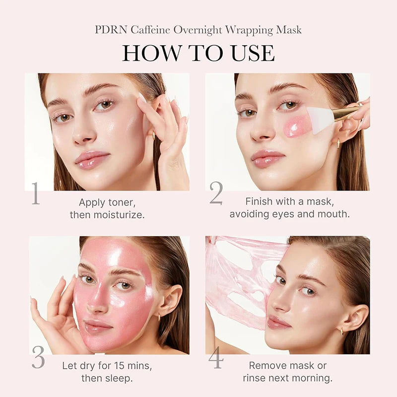 75ML PDRN Wrapping Face Mask Overnight Caffeine Collagen Peel Off Facial Mask Firming Hydration Glass Skin Korean Skin Care