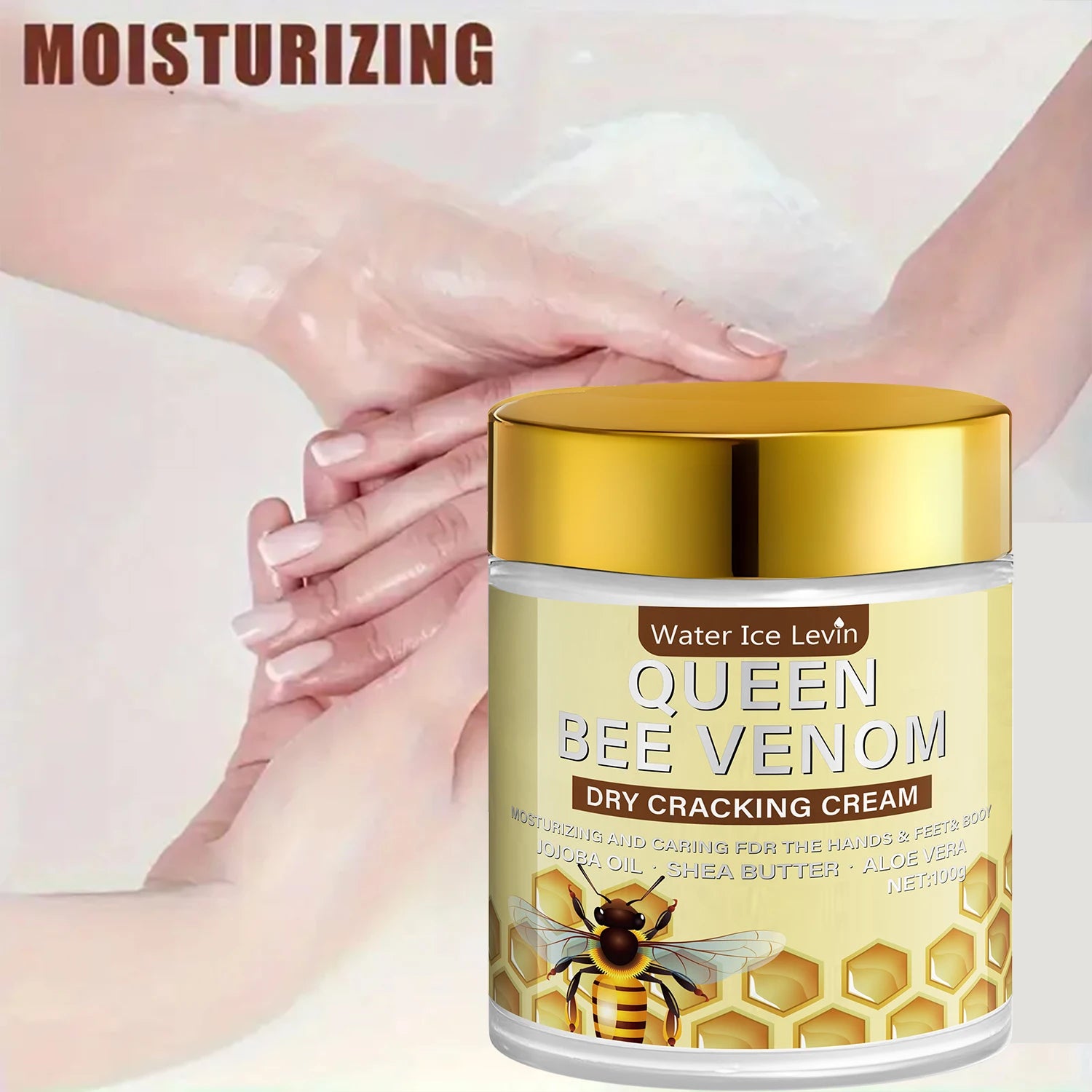 Queen Bee Venom Dry Cracking Cream with Retinol & Niacinamide - Intense Moisturizing for Hands, Feet & Body. Repairs Dry Skin.