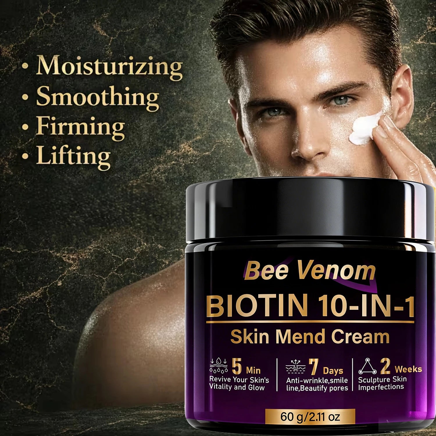 Bee Venom Biotin 10-in-1 Skin Mend Cream, Anti-Wrinkle & Anti-Aging, Fast Revitalizing & Firming, 5 Min Glow